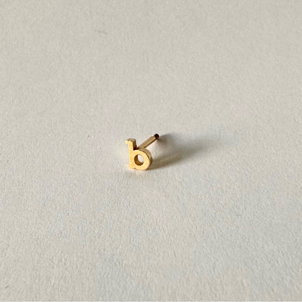 Adornmonde 14k Yellow Gold Initial “b” Block Letter Stud, Single